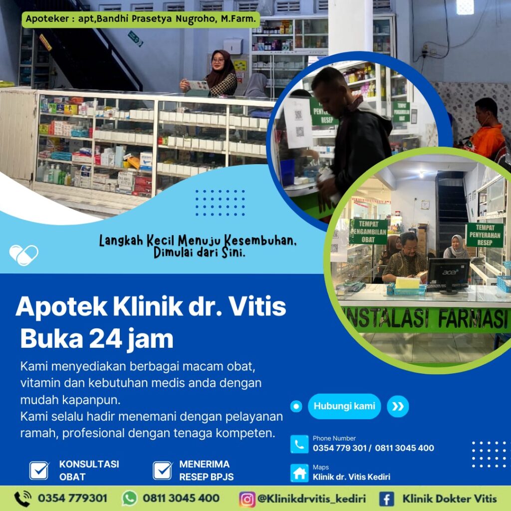 apotek 24 jam Kediri, apotek BPJS Kediri, obat-obatan Kediri, Klinik BPJS kediri, Klinik dr. Vitis Kediri, apotek Klinik dr. Vitis, apotek buka 24 jam di Kediri, apotek terdekat dari lokasi saya sekarang, apotek 24 jam bpjs Kediri