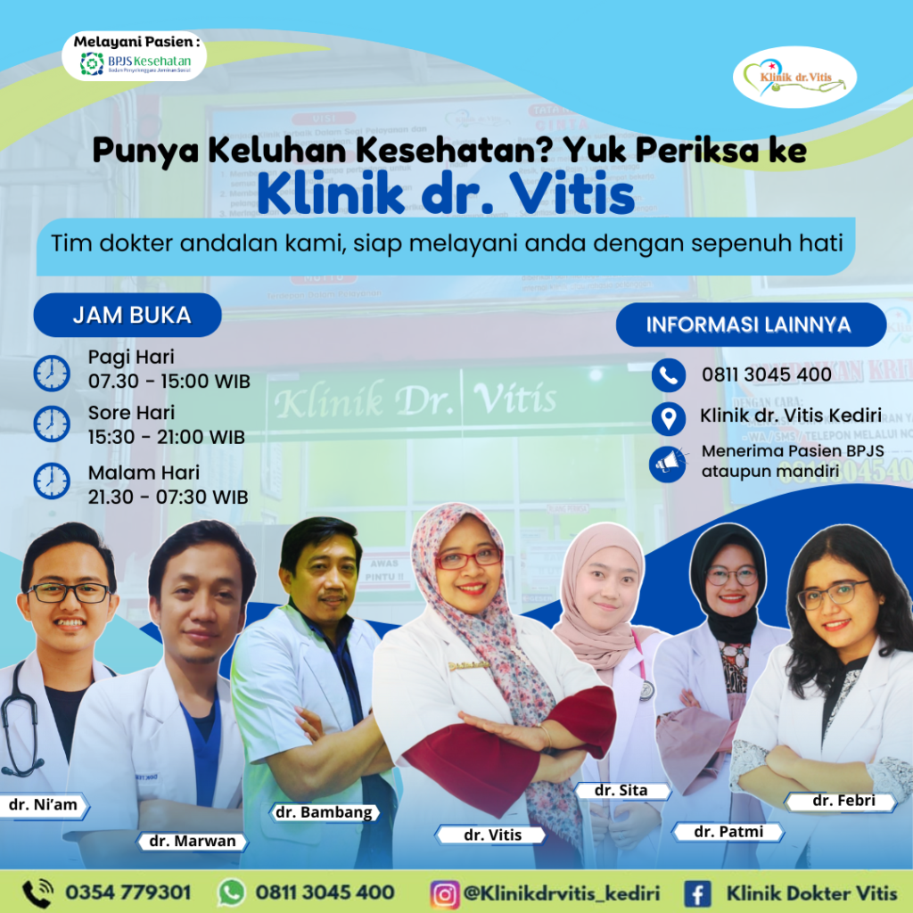 Klinik dr. Vitis, Klinik BPJS Kediri, Klinik 24 Jam Kediri, Klinik BPJS Kediri, Klinik terdekat dari lokasi saya sekarang, klinik buka 24 jam Kediri, cek laboratorium Kediri, Klinik USG Kehamilan Kediri, Klinik rawat inap Kediri, Khitan diKediri, Klinik pratama kediri